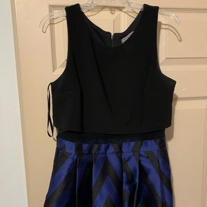 Blue and Black Patterned Evening Gown